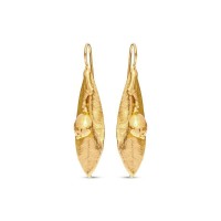 Athena Olive Earrings statement, drops & dangles, with steady hook, 24K Gold vermeil on sterling silver  