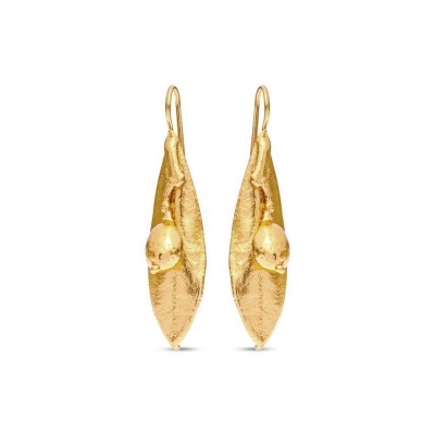 Athena Olive Earrings statement, drops & dangles, with steady hook, 24K Gold vermeil on sterling silver  