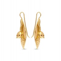 Athena Olive Earrings statement, drops & dangles, with steady hook, 24K Gold vermeil on sterling silver  
