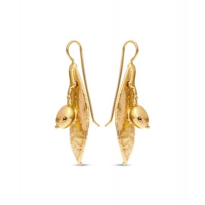 Athena Olive Earrings statement, drops & dangles, with steady hook, 24K Gold vermeil on sterling silver  