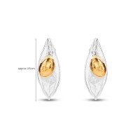 Athena Olive Earrings  leaf with fruit, studs, 24K Gold and sterling silver  