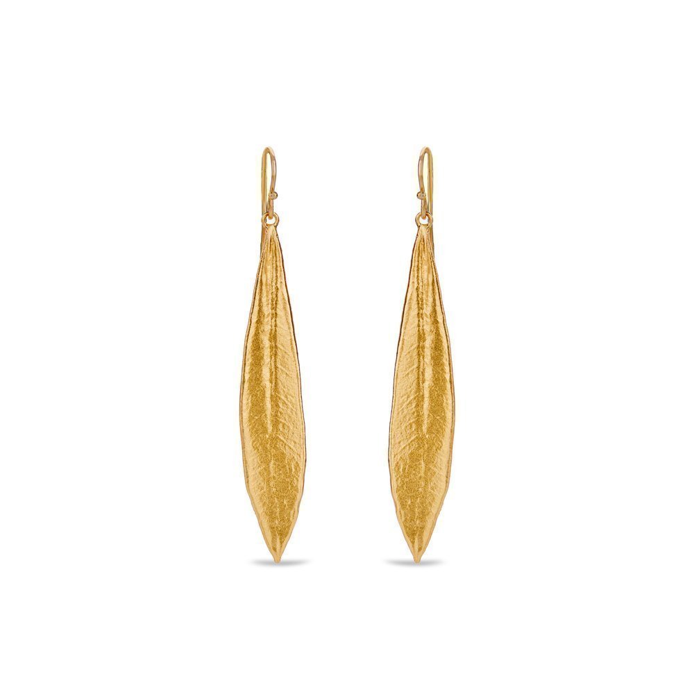 Athena Olive Earrings  drops & dangles, with hooks, 24K Gold vermeil on sterling silver  