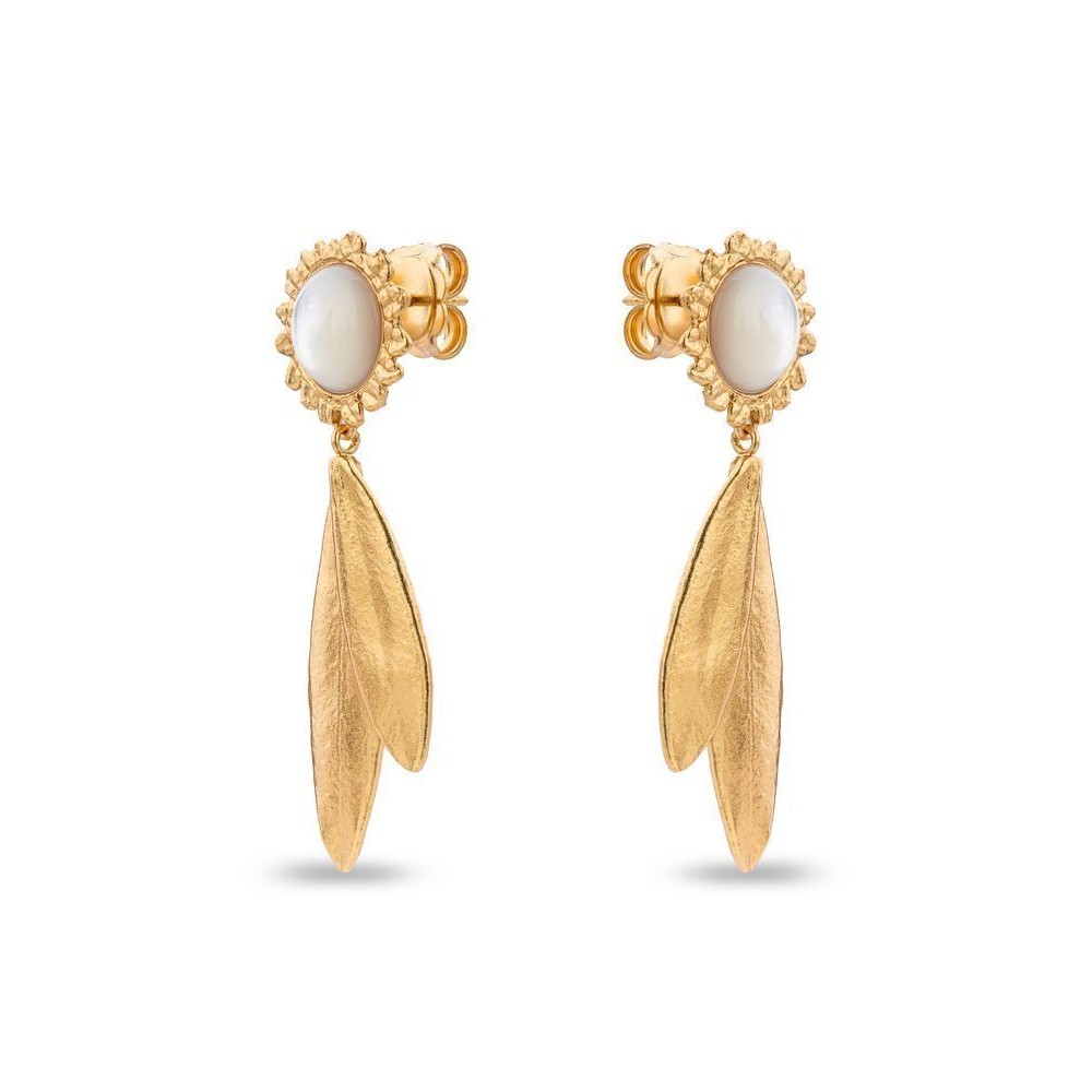 Nefeli Olive Earrings statement, drops & dangles, 24K Gold vermeil on sterling silver  