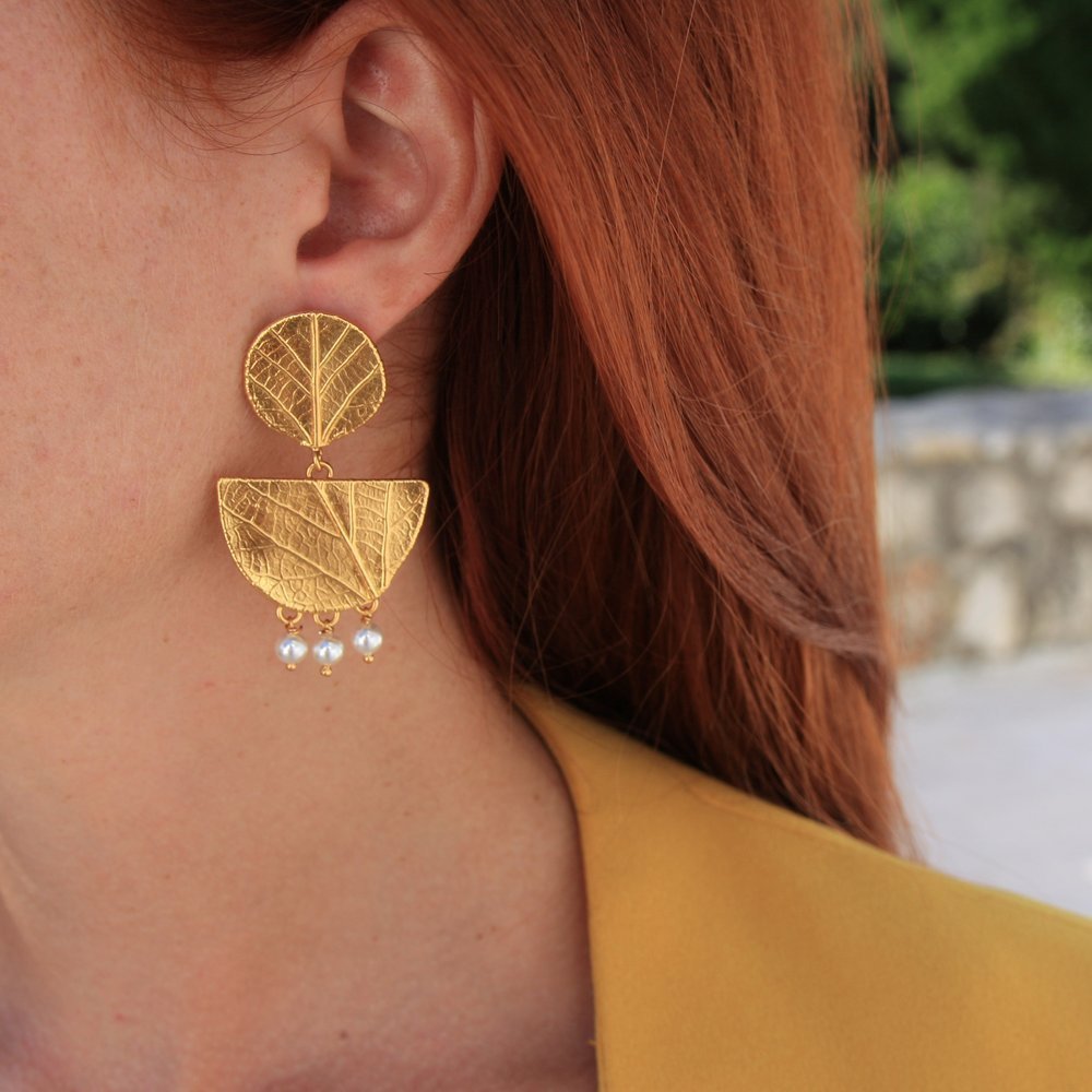 Penelope Earrings geometric, statement, drops & dangles, statement studs, 24K Gold vermeil on sterling silver  
