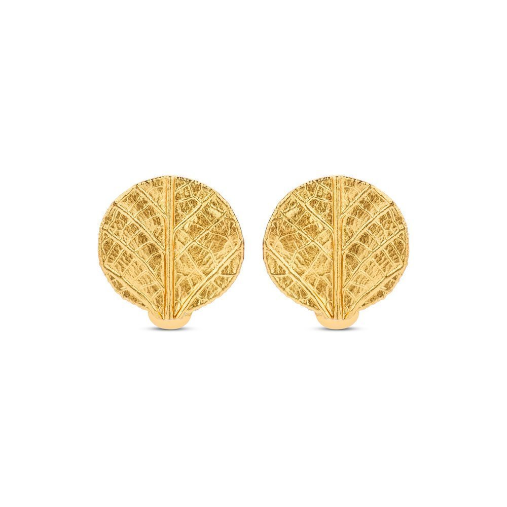 Ioli Earrings geometric, leaf, clip-ons, 24K Gold vermeil on sterling silver  
