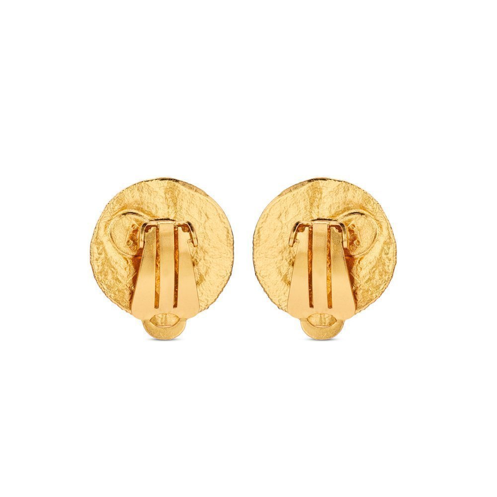 Ioli Earrings geometric, leaf, clip-ons, 24K Gold vermeil on sterling silver  