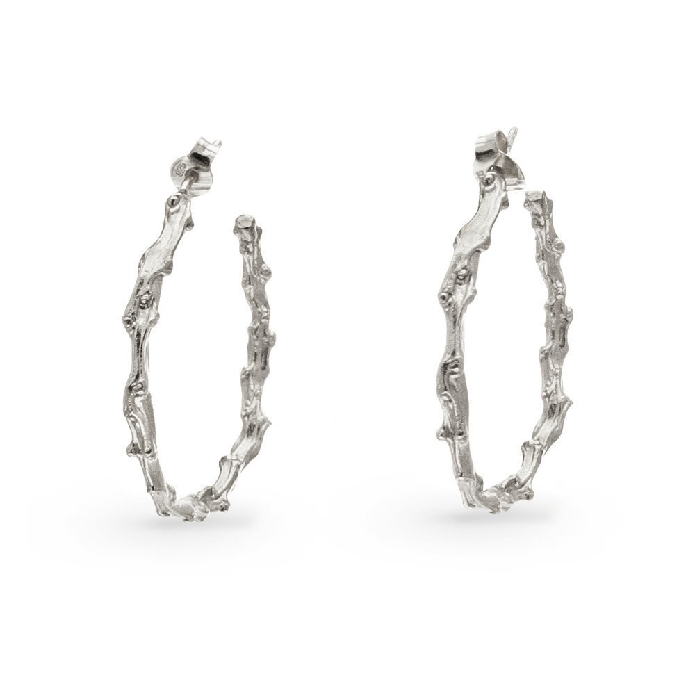 Ino Earrings geometric, hoops medium, Sterling silver  