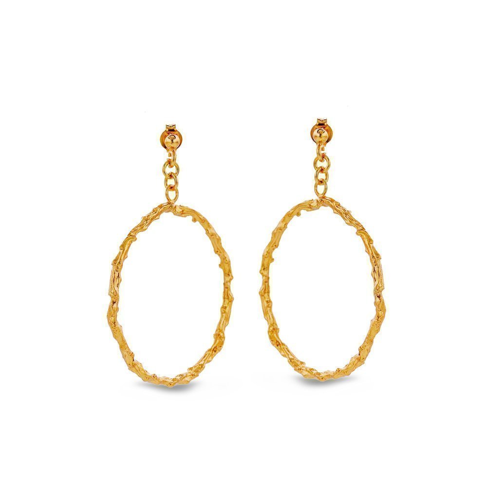 Ino Earrings geometric, drops & dangles, hoops medium, 24K Gold vermeil on sterling silver  