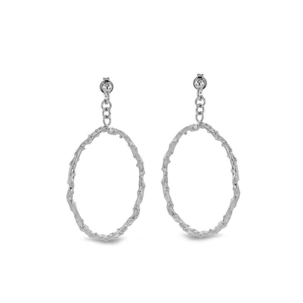 Ino Earrings geometric, drops & dangles, hoops medium, Sterling silver  