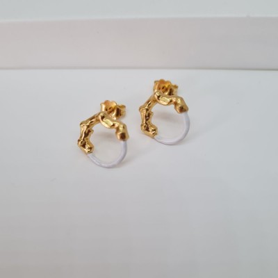 Helios Earrings mini colored, hoops small, studs, 24K Gold vermeil on sterling silver  