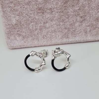 Helios Earrings mini colored, hoops small, studs, Sterling silver  