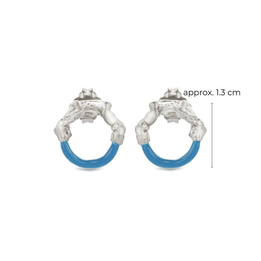 Helios Earrings mini colored, hoops small, studs, Sterling silver  