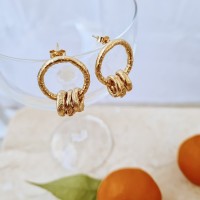 Ino Pine Earrings geometric, hoops medium, 24K Gold vermeil on sterling silver  