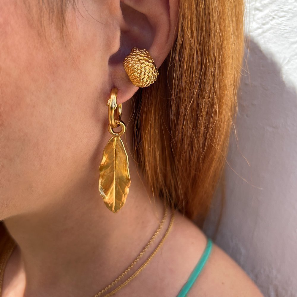 Alice Pomegranate Earrings statement, drops & dangles, detachable charms, hoops medium, 24K Gold vermeil on sterling silver  