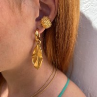 Alice Pomegranate Earrings statement, drops & dangles, detachable charms, hoops medium, 24K Gold vermeil on sterling silver  