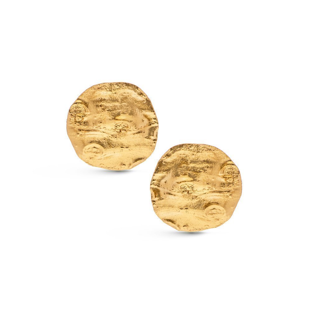 Selene Earrings geometric, statement studs, 24K Gold vermeil on sterling silver  