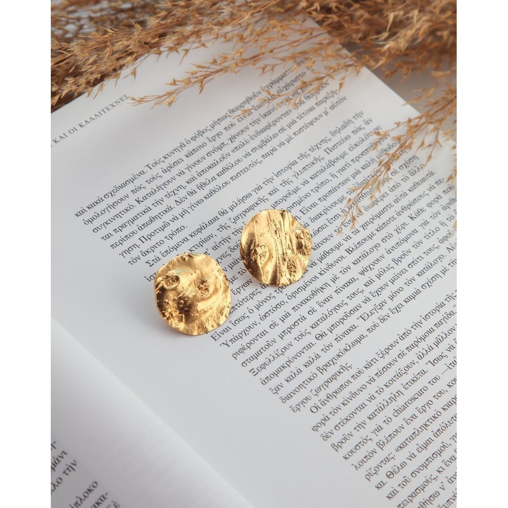 Selene Earrings geometric, statement studs, 24K Gold vermeil on sterling silver  