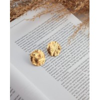 Selene Earrings geometric, statement studs, 24K Gold vermeil on sterling silver  