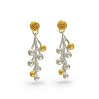 Mimosa Earrings statement, drops & dangles, 24K Gold and sterling silver  