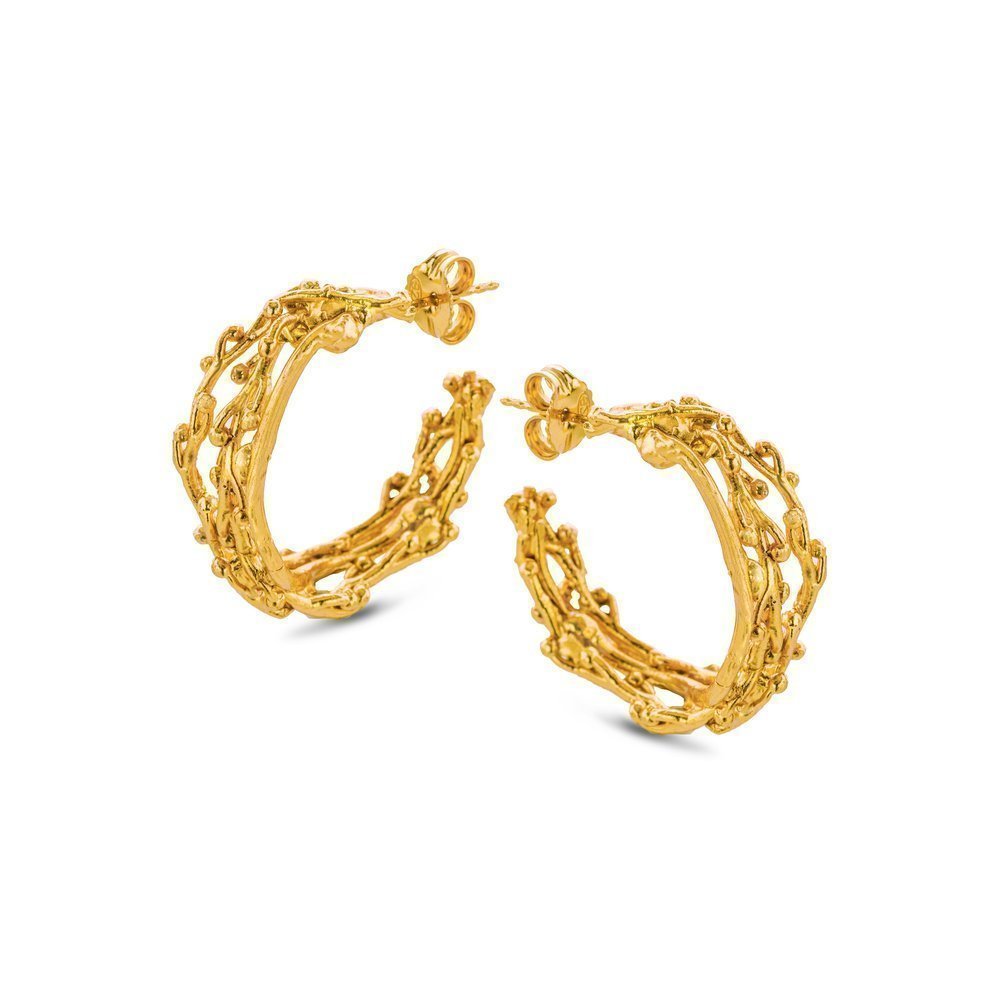 Chloe Earrings statement, hoops medium, 24K Gold vermeil on sterling silver  