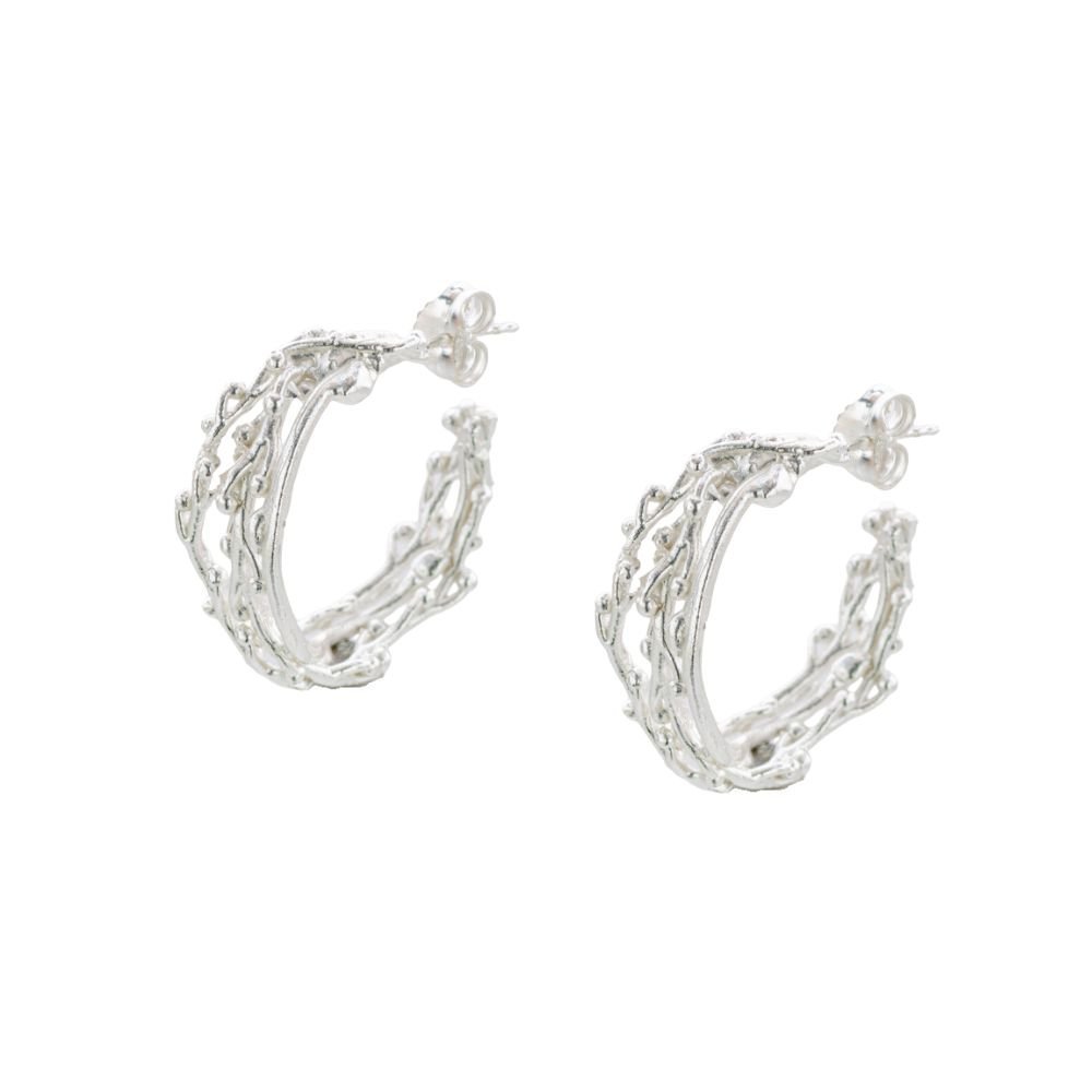 Chloe Earrings statement, hoops medium, Sterling silver  