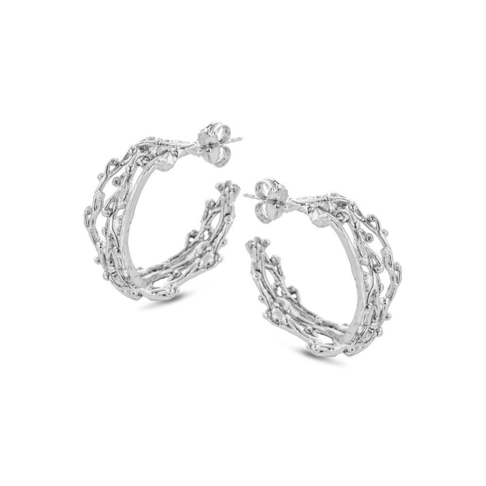 Chloe Earrings statement, hoops medium, Sterling silver  