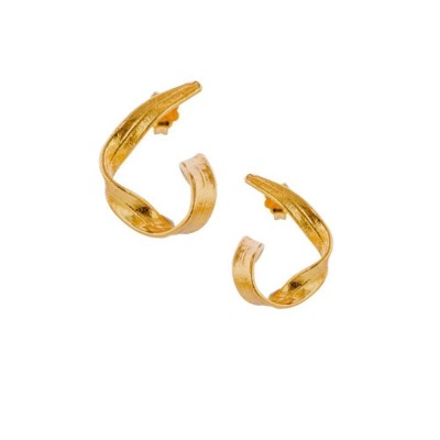 Medea Earrings geometric, with opening, hoops small, 24K Gold vermeil on sterling silver  