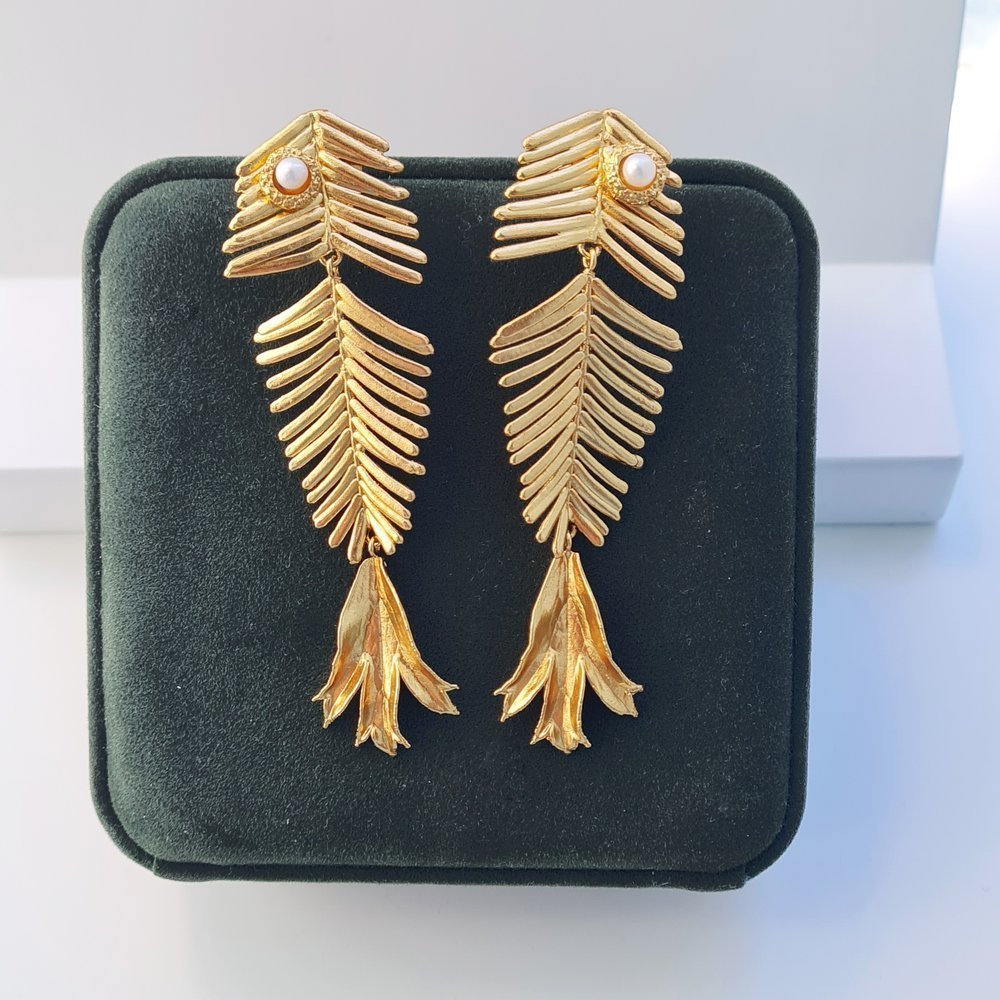 Thalassa Earrings statement, drops & dangles, 24K Gold vermeil on sterling silver  