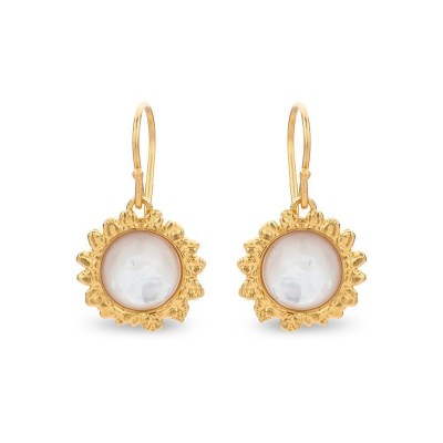 Iris Earrings  drops & dangles, with pearls, with hooks,  24K Gold vermeil on sterling silver Mop  Iris Earrings  drops & dangles, with pearls, with hooks,  24K Gold vermeil on sterling silver Mop