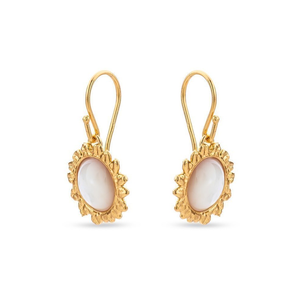 Iris Earrings  dangling, drops & dangles, with hooks, with pearls, 24K Gold vermeil on sterling silver Mop 