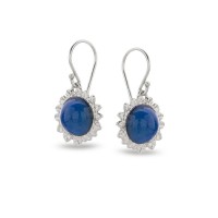 Iris Earrings  with hooks, dangling,  Sterling silver Blue Aventurine 