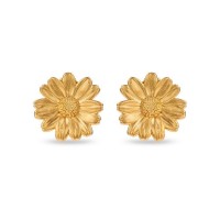Polytimo Daisy Earrings statement, studs, 24K Gold vermeil on sterling silver  
