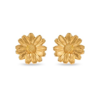 Polytimo Daisy Earrings statement, studs, 24K Gold vermeil on sterling silver  