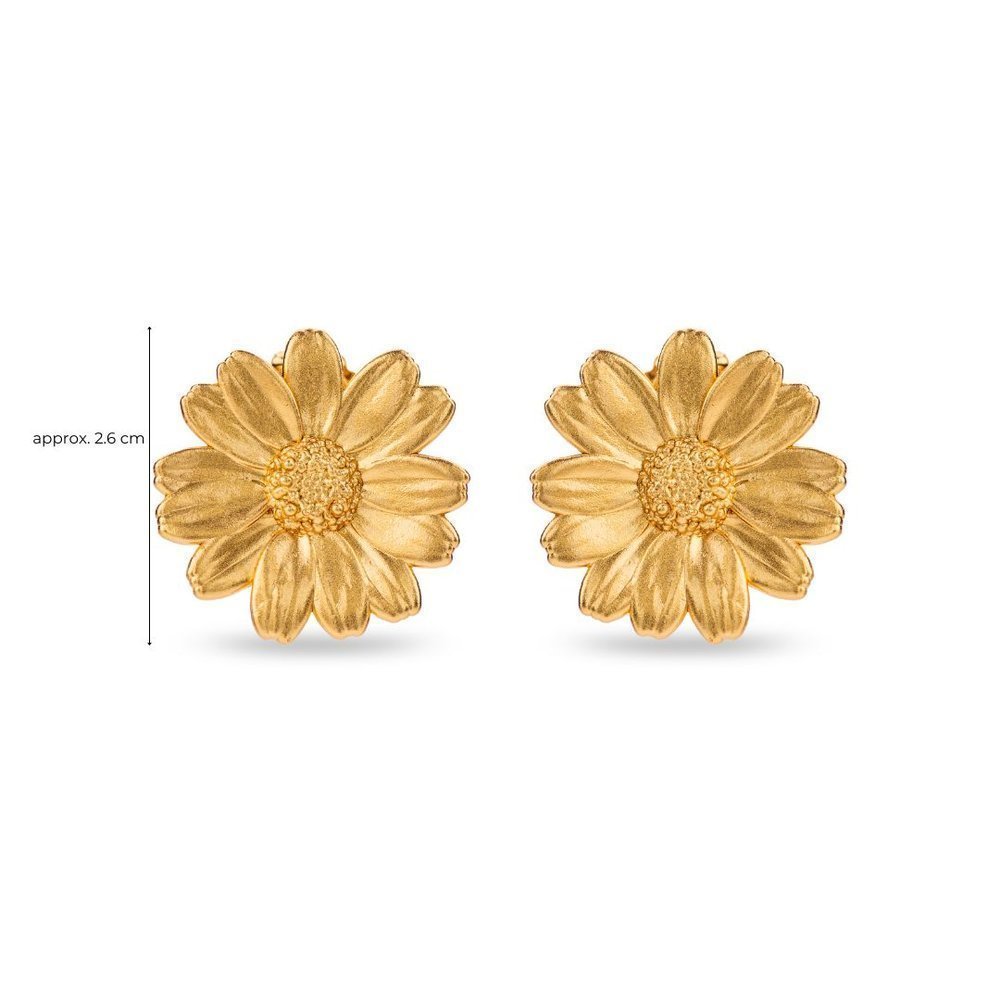 Polytimo Daisy Earrings statement, studs, 24K Gold vermeil on sterling silver  