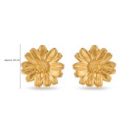 Polytimo Daisy Earrings statement, studs, 24K Gold vermeil on sterling silver  