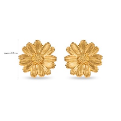 Polytimo Daisy Earrings statement, studs, 24K Gold vermeil on sterling silver  