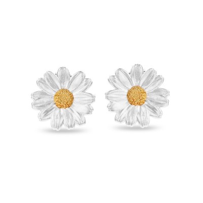 Polytimo Daisy Earrings statement, studs, 24K Gold and sterling silver  