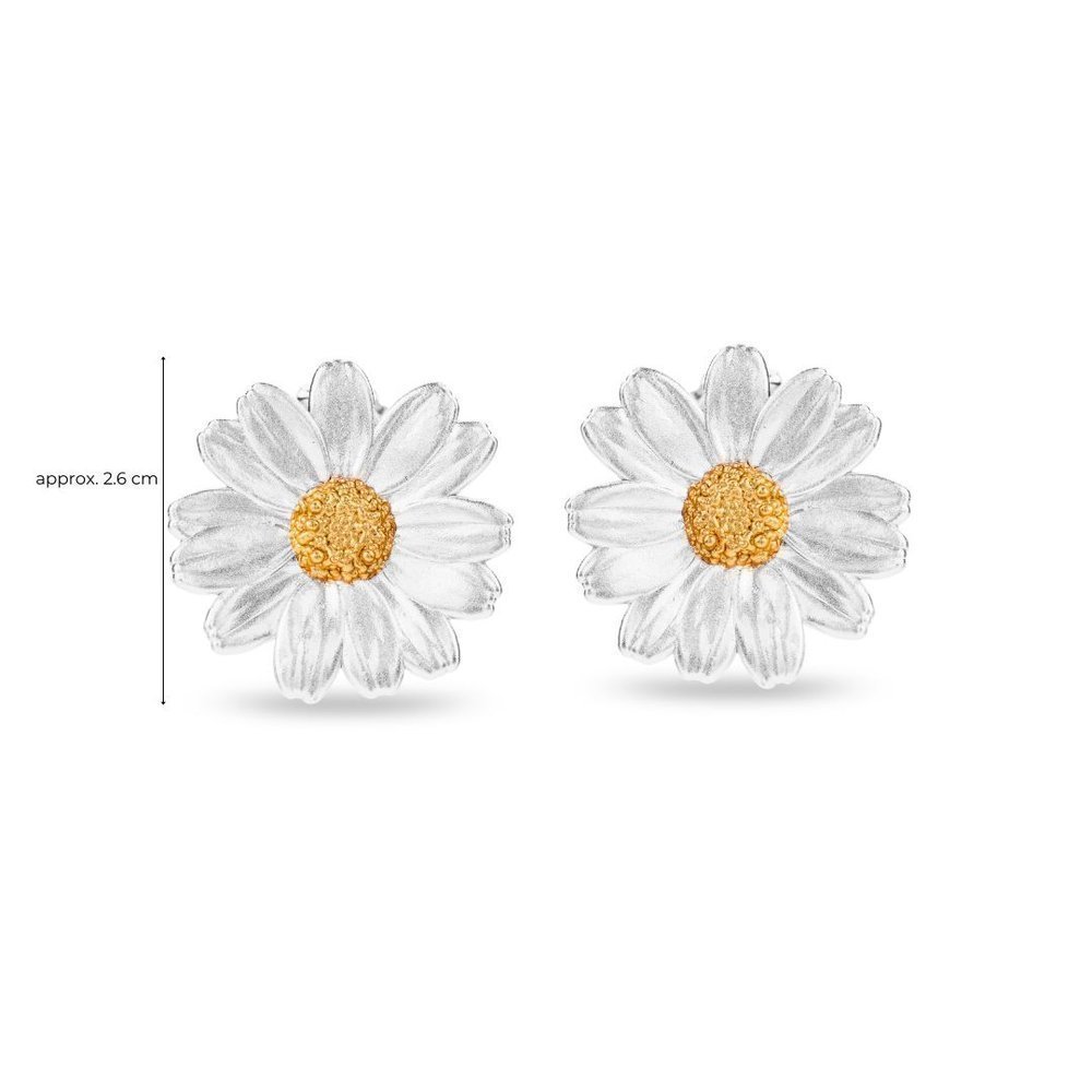 Polytimo Daisy Earrings statement, studs, 24K Gold and sterling silver  