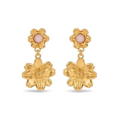Polytimo Daisy Earrings  drops & dangles, 24K Gold vermeil on sterling silver  