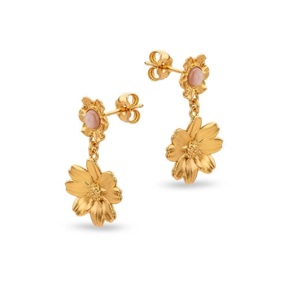 Polytimo Daisy Earrings  drops & dangles, 24K Gold vermeil on sterling silver  