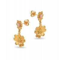 Polytimo Daisy Earrings  drops & dangles, 24K Gold vermeil on sterling silver  