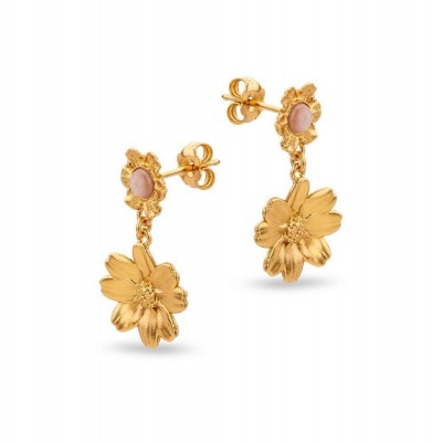 Polytimo Daisy Earrings  drops & dangles, 24K Gold vermeil on sterling silver  