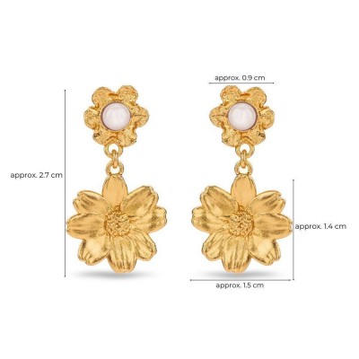 Polytimo Daisy Earrings  drops & dangles, 24K Gold vermeil on sterling silver  
