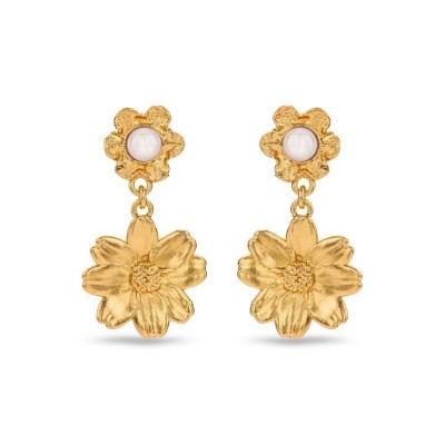 Polytimo Daisy Earrings  drops & dangles, 24K Gold vermeil on sterling silver  