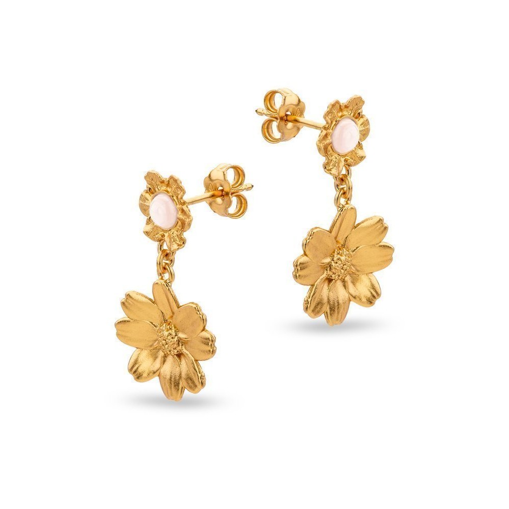 Polytimo Daisy Earrings  drops & dangles, 24K Gold vermeil on sterling silver  