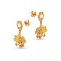 Polytimo Daisy Earrings  drops & dangles, 24K Gold vermeil on sterling silver  