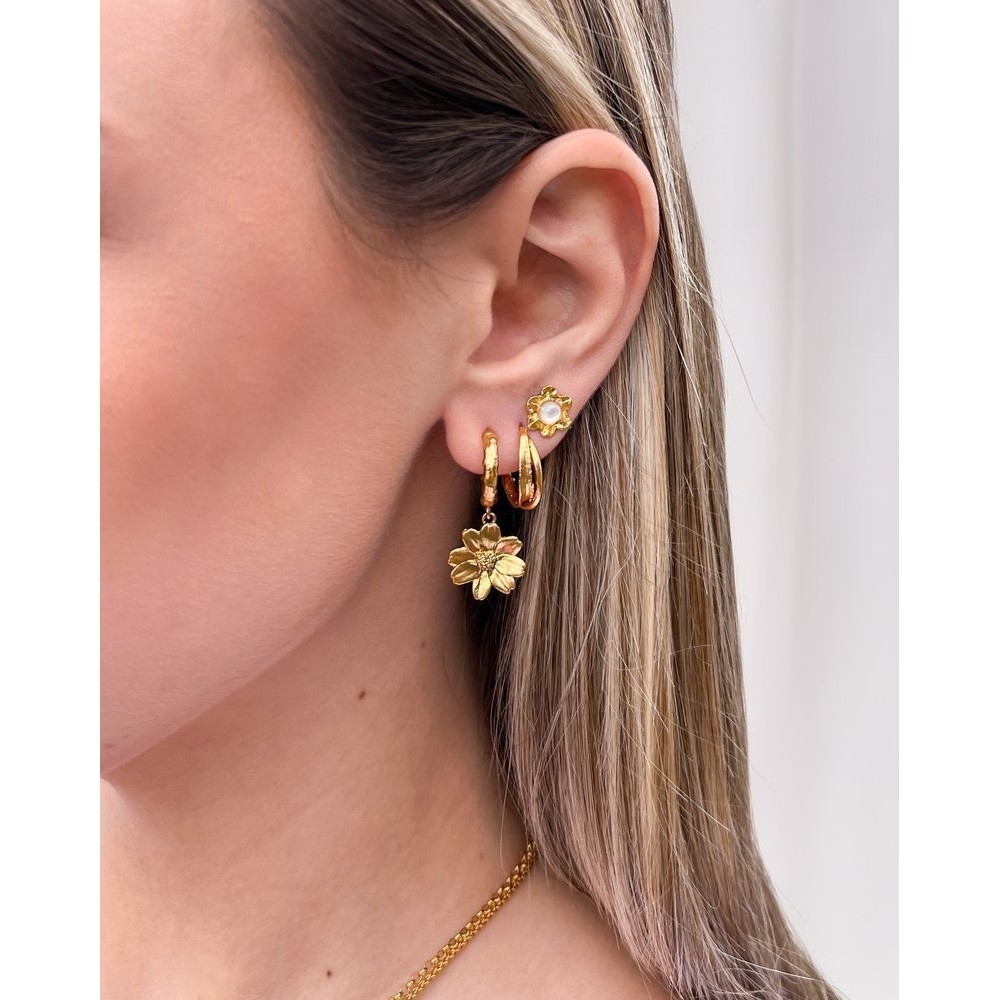 Nefeli Earrings mini studs,  24K Gold vermeil on sterling silver Mop 