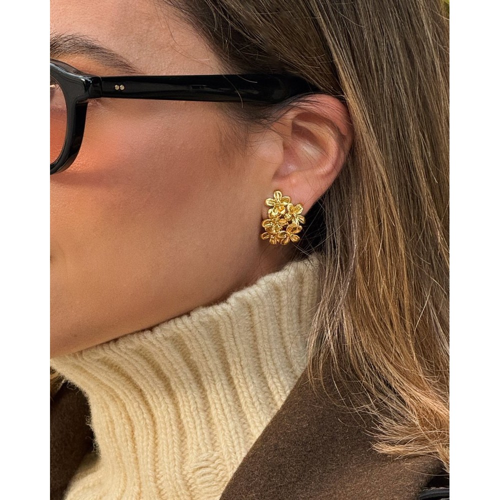 Persephone Earrings statement, clip-ons, 24K Gold vermeil on sterling silver  