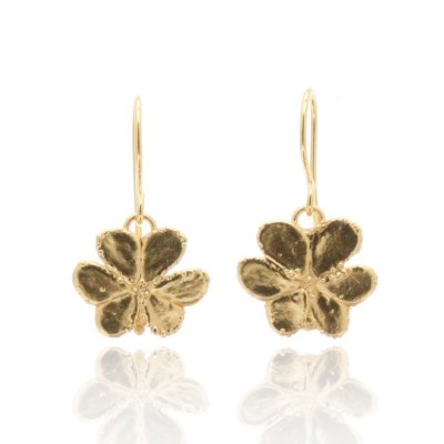 Fortuna Trefoil Earrings mini drops & dangles, 24K Gold vermeil on sterling silver  