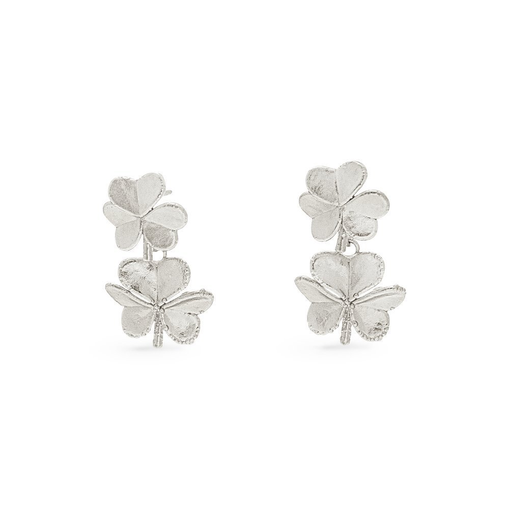 Fortuna Trefoil Earrings  drops & dangles, statement studs, Sterling silver  